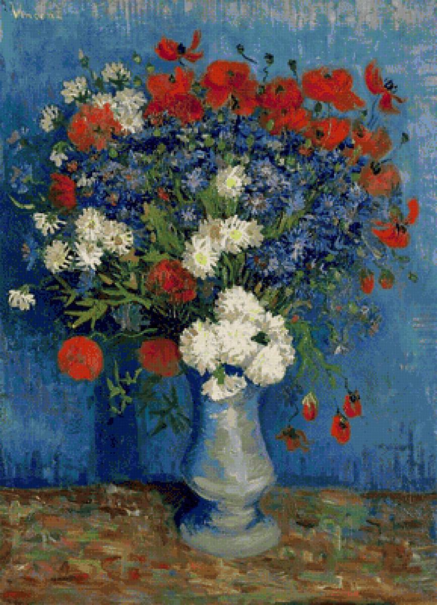 Ван Гог, "Ваза с васильками и маками" - ван гог, цветы - предпросмотр