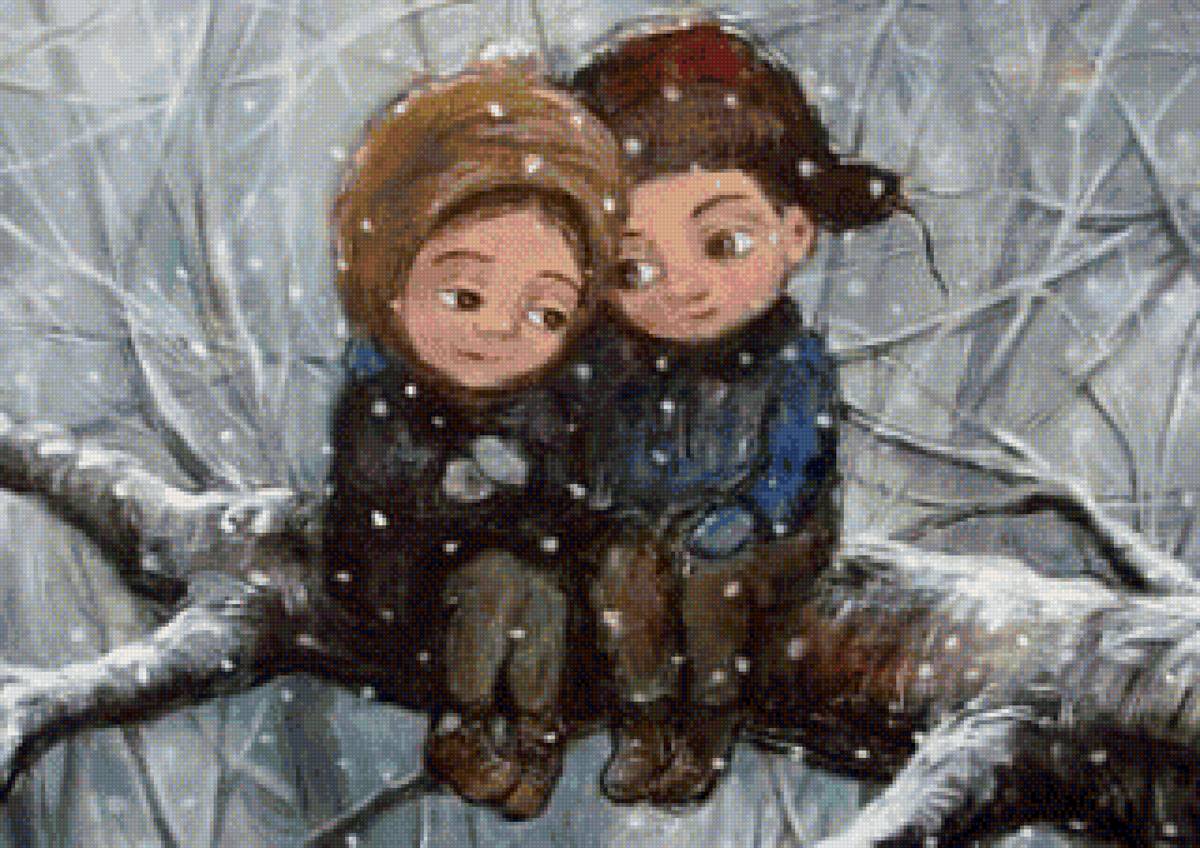 Мальчик и девочка - девочка, мальчик, зима - предпросмотр