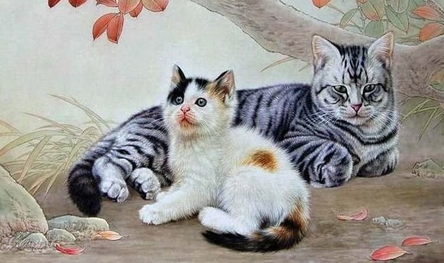 Кошка и котенок - кошка, котенок - оригинал