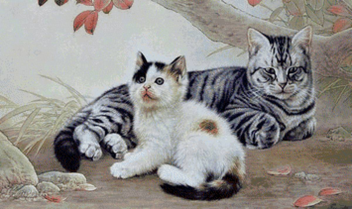 Кошка и котенок - котенок, кошка - предпросмотр