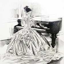 Оригинал схемы вышивки «Девушка и рояль» (№1773247)