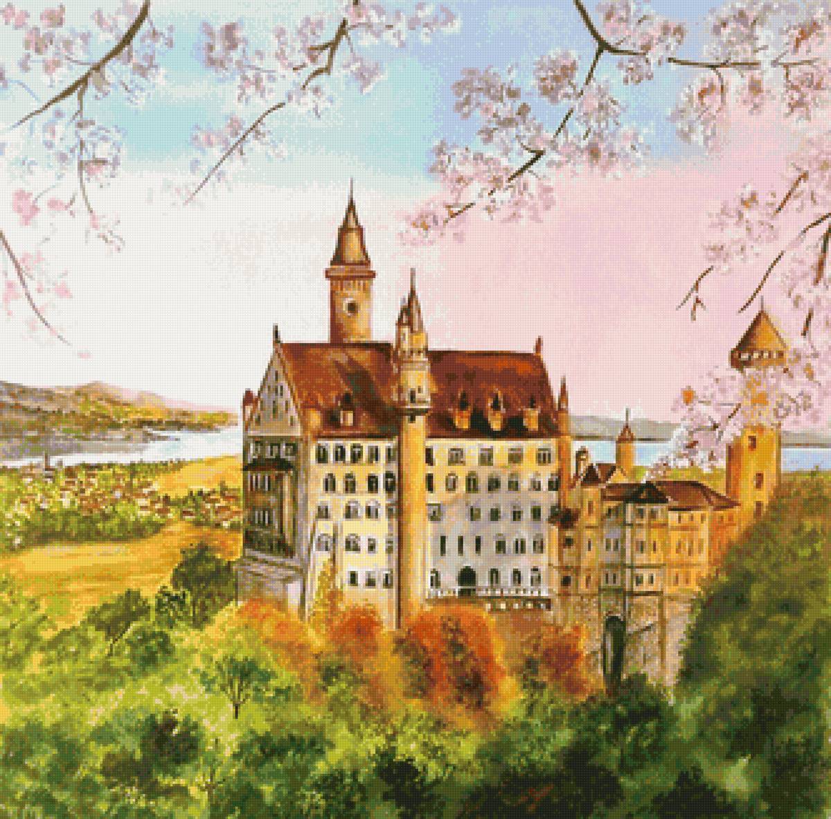 Весна в Баварии - замок, природа, весна - предпросмотр