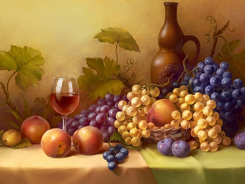 натюрморт с виноградом - натюрморт - оригинал