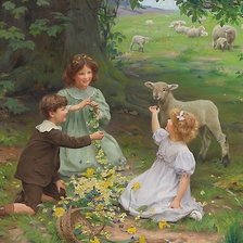 Схема вышивки «дети и овца»