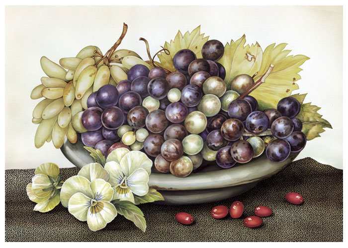 Натюрморт - фрукты, виноград - оригинал