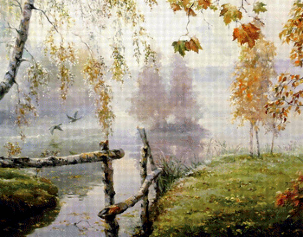 Осень на реке - осень, природа, пейзаж, река, золотая осень, лес - предпросмотр