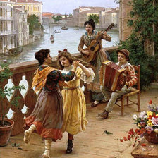 Оригинал схемы вышивки «Танец на балконе по картине Антонио Паолетти» (№1781248)