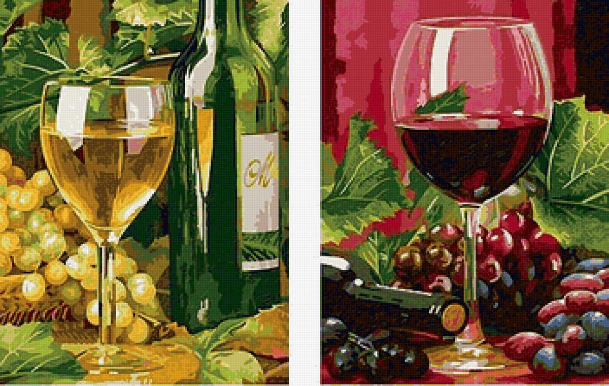 Натюрморт - виноград, фрукты, вино, бокал - предпросмотр