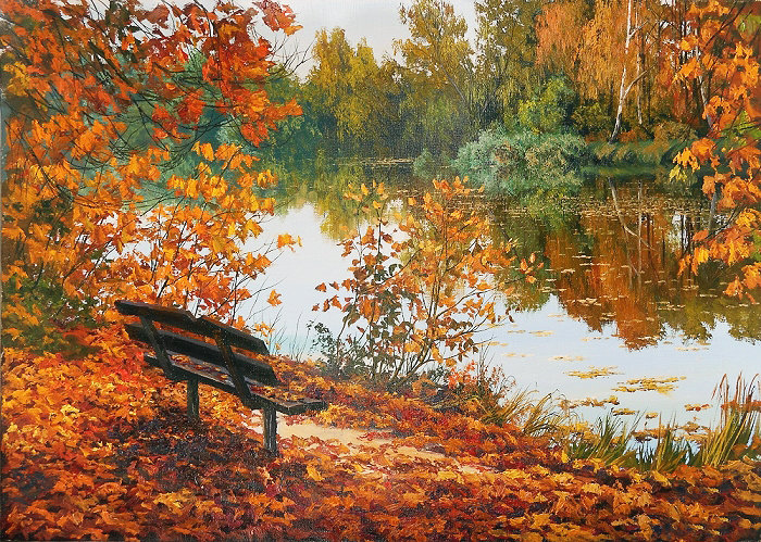 Серия "Пейзаж". Осень - природа, речка, лес, пейзаж - оригинал