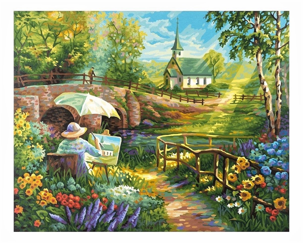 Летний пейзаж - художник, цветы, пейзаж, лето - оригинал