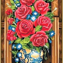 Оригинал схемы вышивки «Розы в вазе» (№1788990)