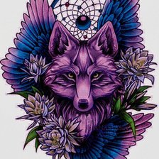 Схема вышивки «Ловец снов волк»