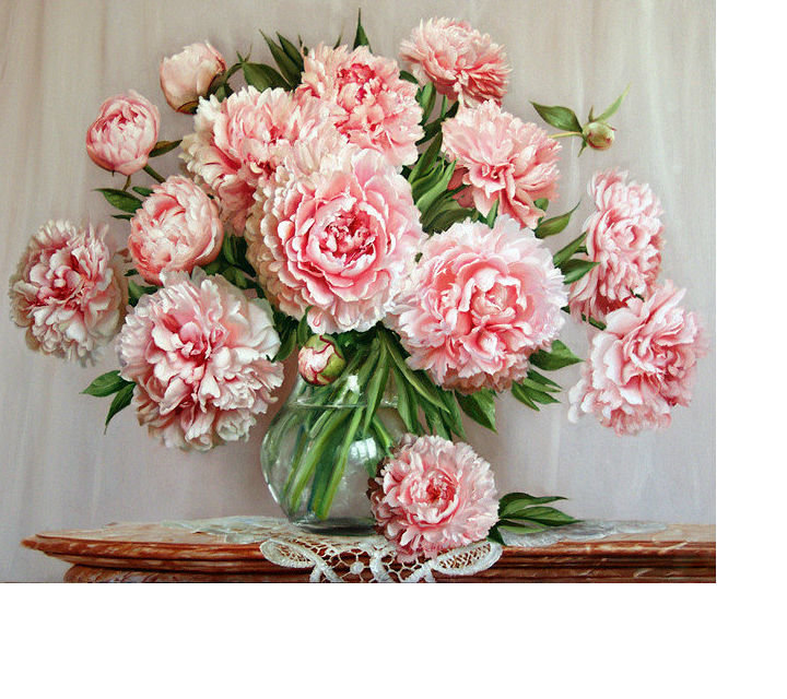 Пионы в вазе - пионы, букет, цветы, розовые цветы - оригинал