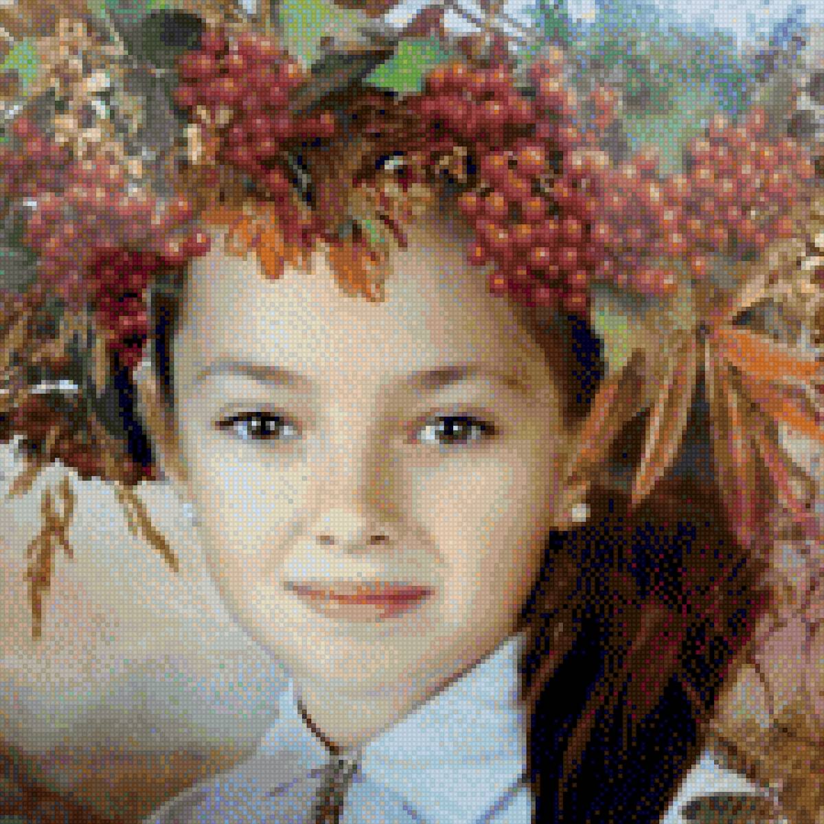 Русская очаровашка - девочка, листья, ягоды, венок - предпросмотр