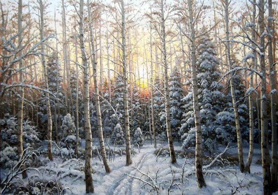 Зимний лес - снег, лес, пейзаж зима - оригинал