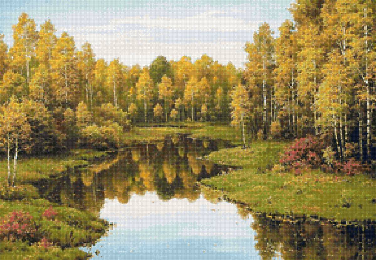 Худ. Тарасов В. - пейзаж, вода, природа, деревья, осень - предпросмотр
