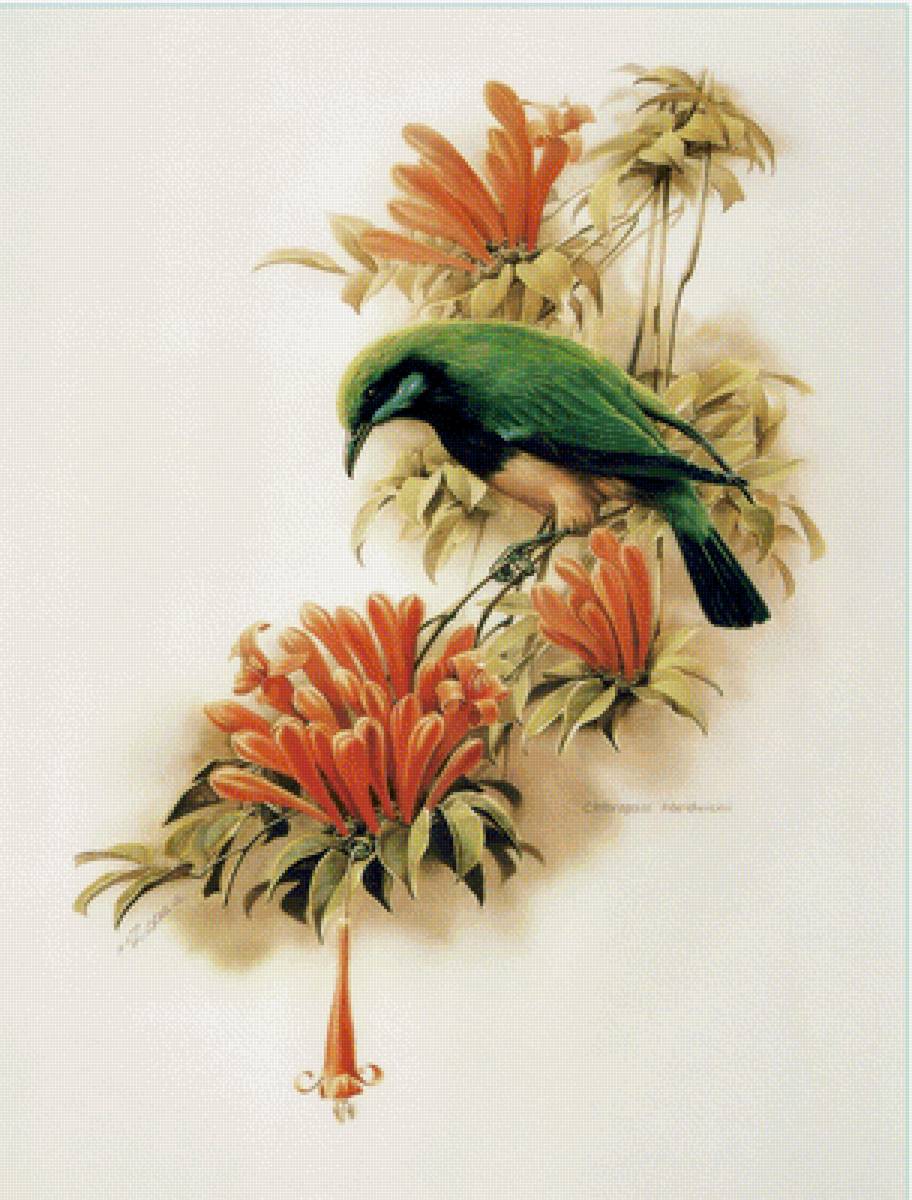 По картине Цзэн Сяо Лиана - цветы, птицы, ветвь - предпросмотр