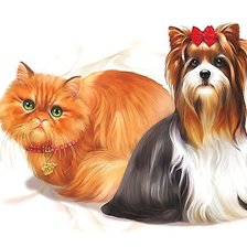 Оригинал схемы вышивки «кот и пёс» (№1798101)