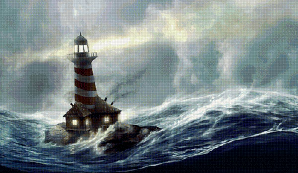 маяк - море, маяк, шторм - предпросмотр