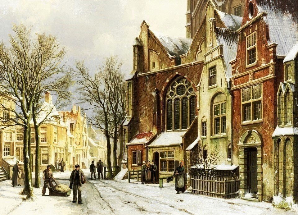 Городской пейзаж. Голландия 19 век - голландия, живопись, город, городской пейзаж, улица - оригинал