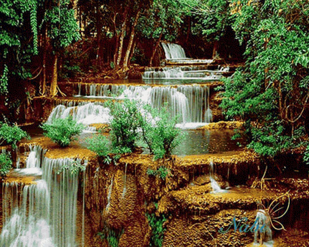 Водопад - природа, водопад, лес - предпросмотр
