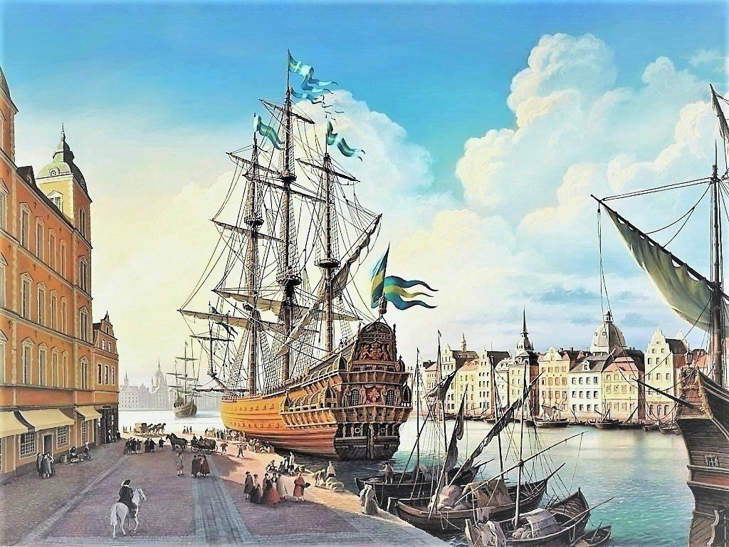 В порту - картина, живопись, порт, корабль - оригинал