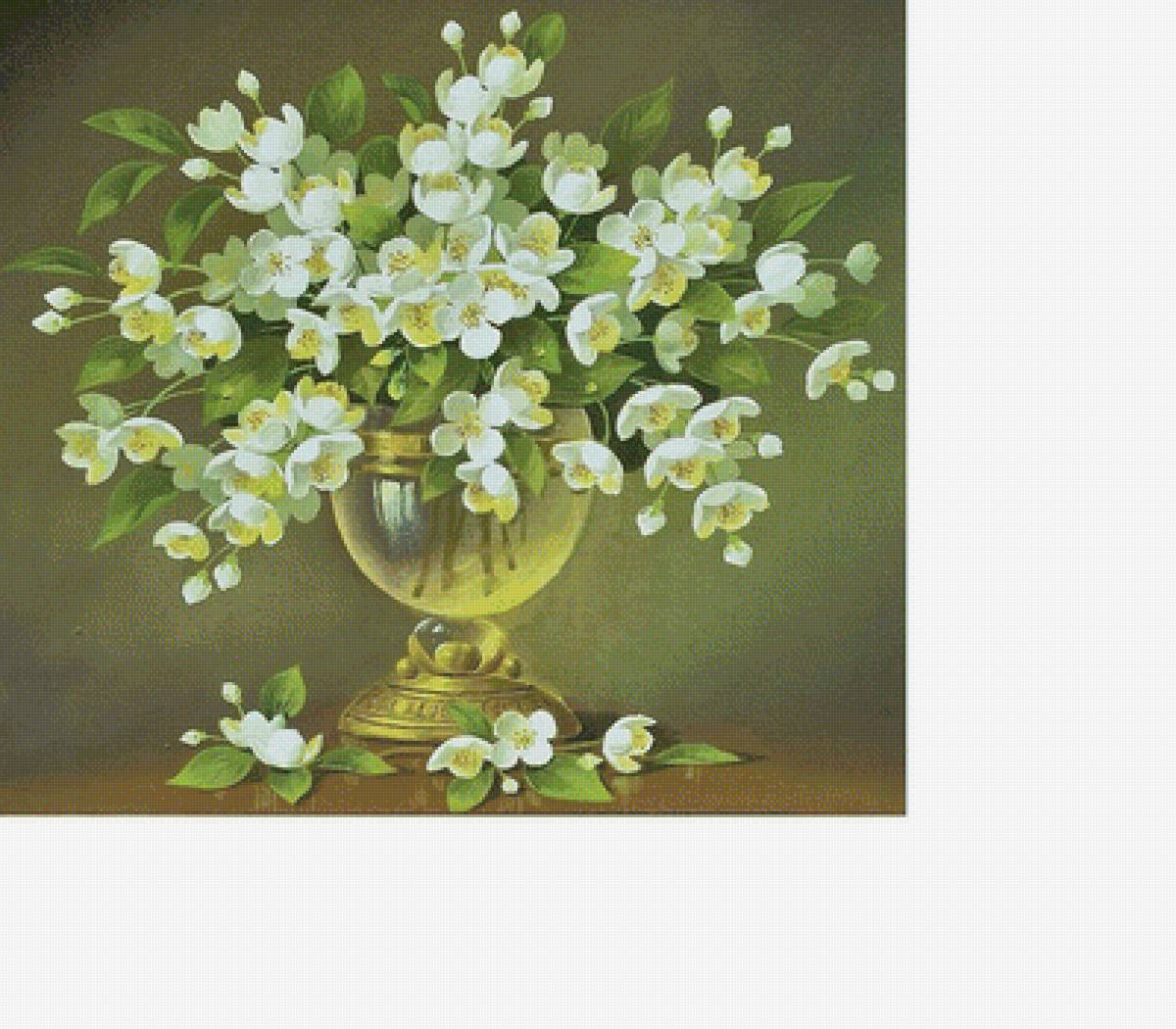 Жасмин - цветы, цветы в вазе, белые цветы - предпросмотр