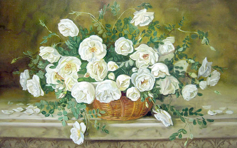 Чайные розы - цветы, розы, цветы в карзине - оригинал
