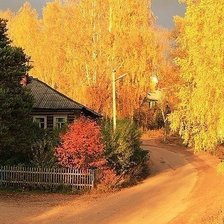 Схема вышивки «осень в деревне»