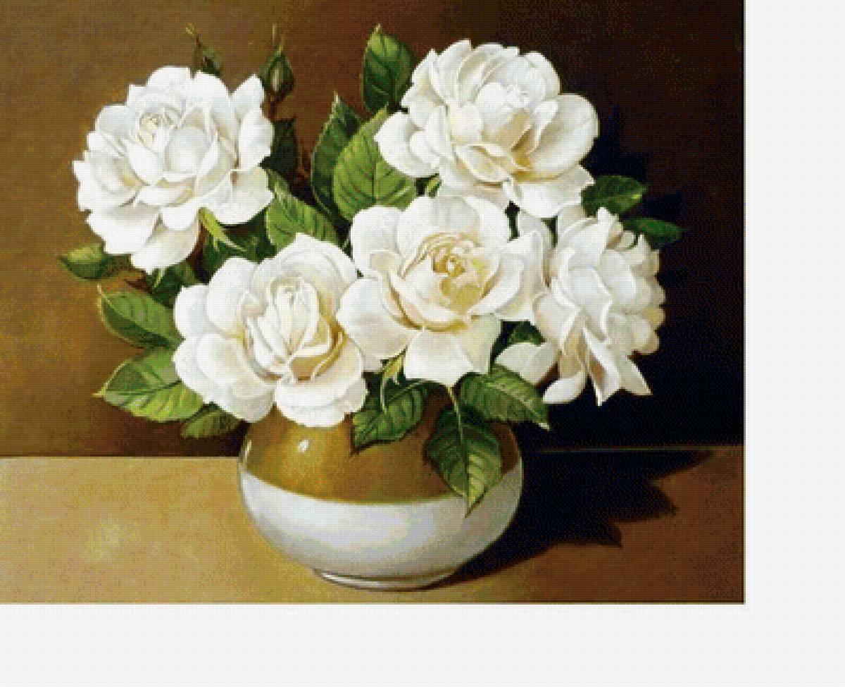 Розы в вазе - белые розы, белые цветы, цветы - предпросмотр