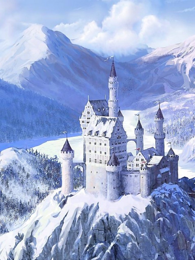 Снежный дворец в горах - снежный, горы, зима, дворец - оригинал