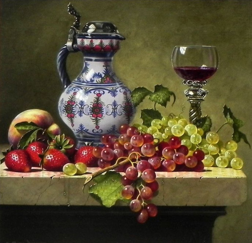 Натюрморт - виноград, живопись - оригинал