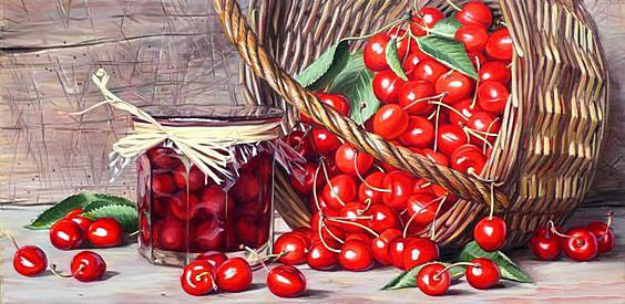 Вишневое варенье - ягоды, вишни, корзинка.варенье - оригинал