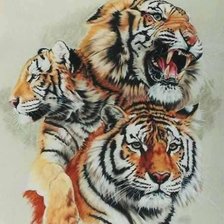 Оригинал схемы вышивки «Семья тигров» (№1821776)