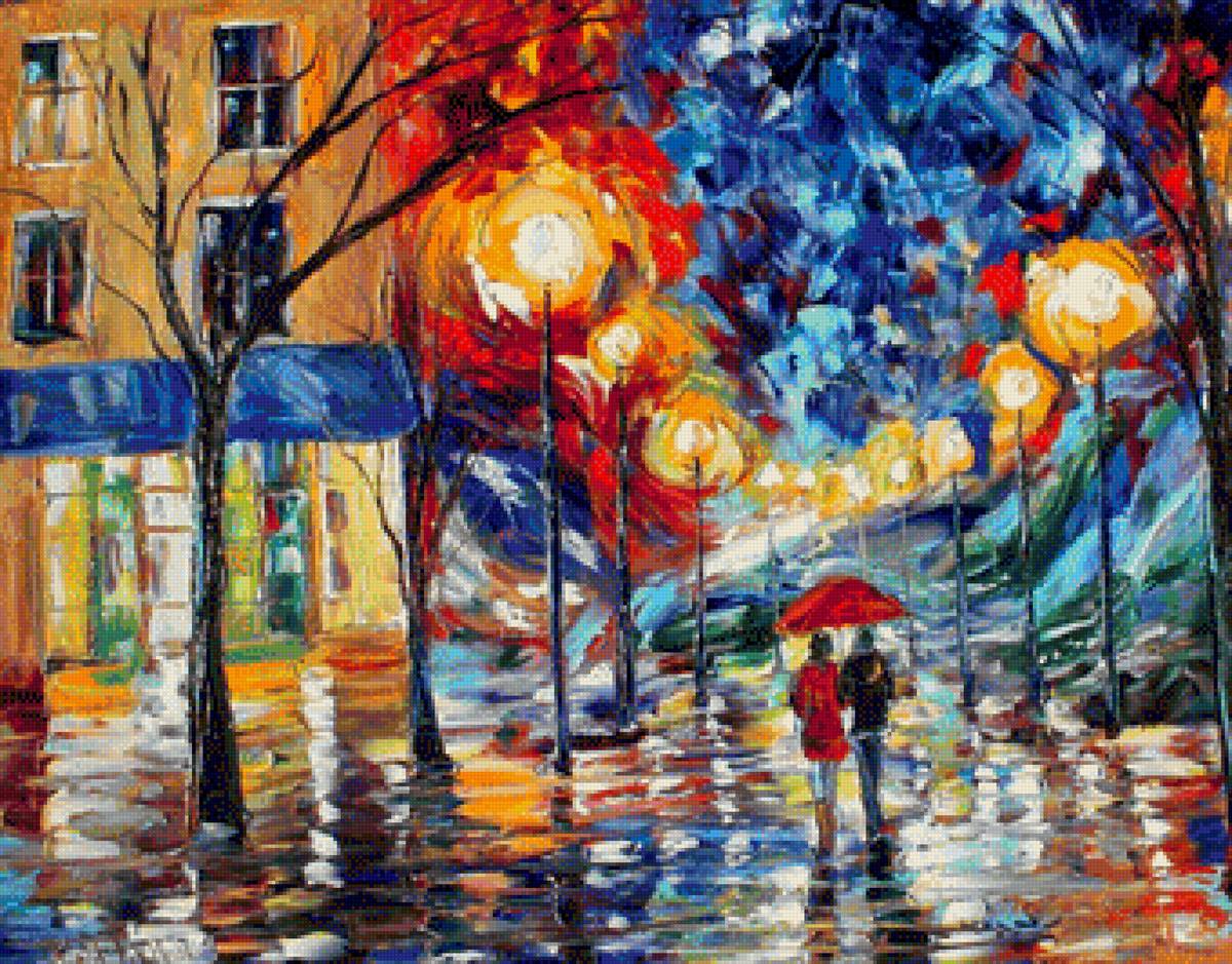 Вечер осени - вечер, дождь, осень, зонт - предпросмотр