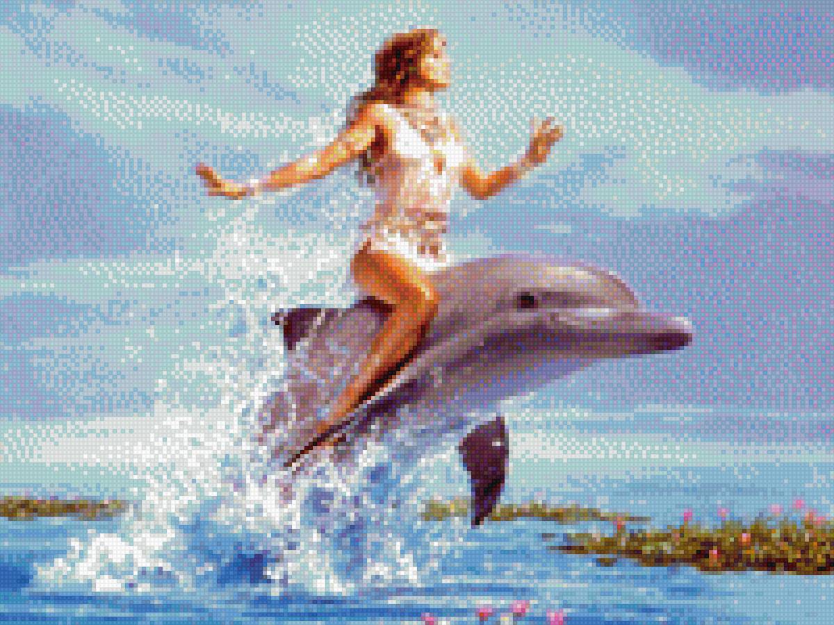 Девушка  на  дельфине - дельфин, лирика, девушка - предпросмотр
