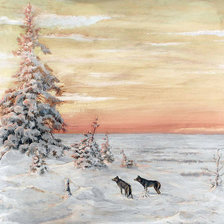 Схема вышивки «Худ.Муравьёв В.Л. Зимний пейзаж с волками»