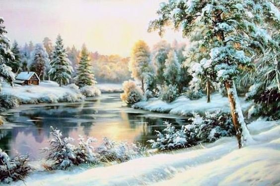 Зимний пейзаж - пейзаж, снег, зима - оригинал