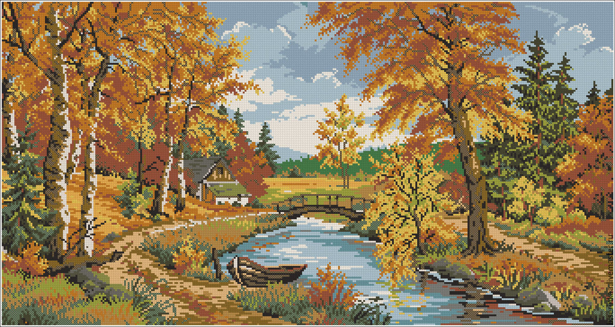 золотая осень - пейзаж, осень, ручей - оригинал