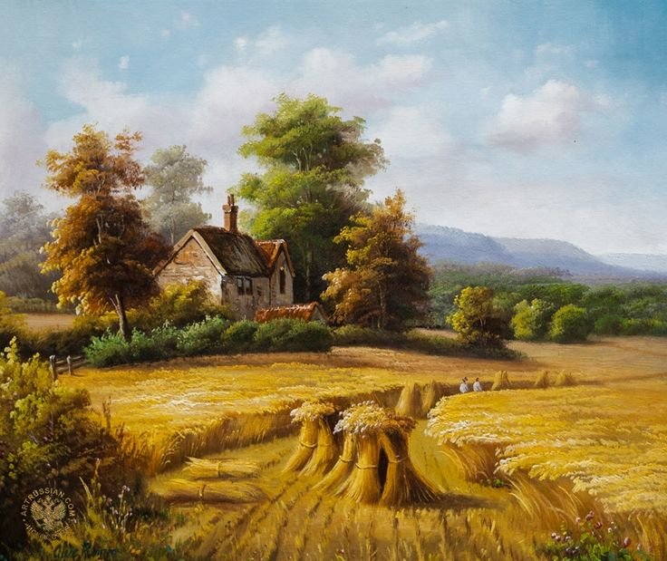 Жатва (По картине Александра Ромма) - жара, пшеница, лето, жатва - оригинал