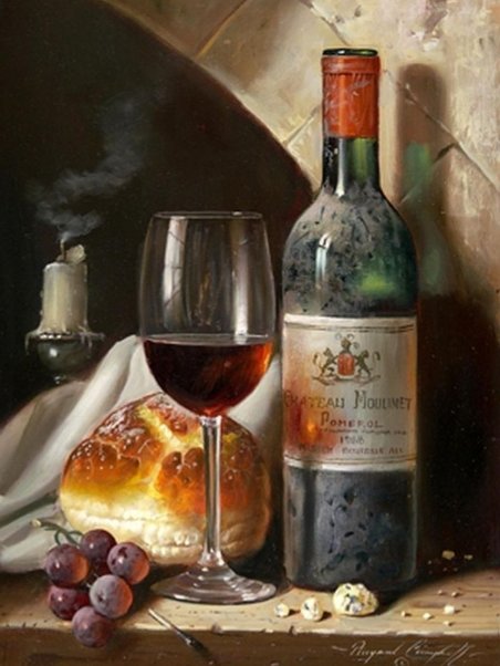 Натюрморт - виноград, кухня, вино, натюрморт, персик - оригинал