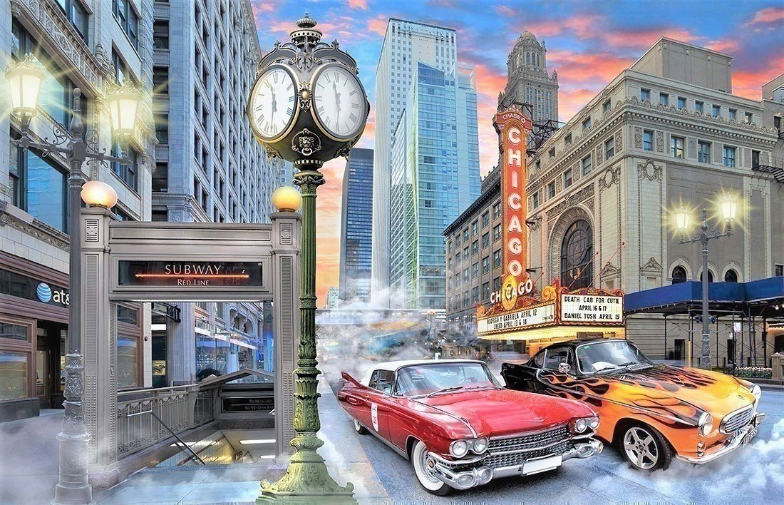 Чикаго 60-е годы - улица, америка, город, городской пейзаж - оригинал