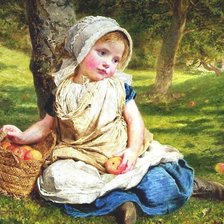 Оригинал схемы вышивки «девочка с яблоками» (№1844522)