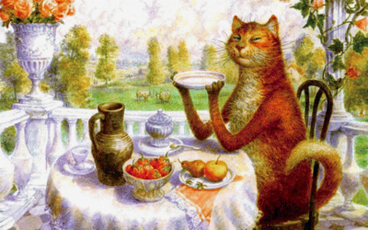 Питерский кот - чаепитие, стол, кот - предпросмотр