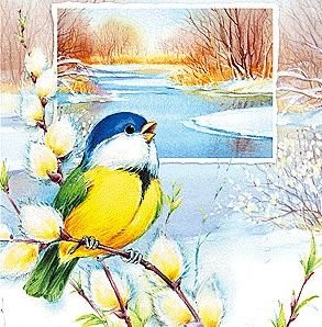 весенняя - природа, весна, картина, птицы - оригинал