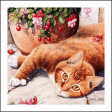 Оригинал схемы вышивки «Рыжий кот» (№1849296)