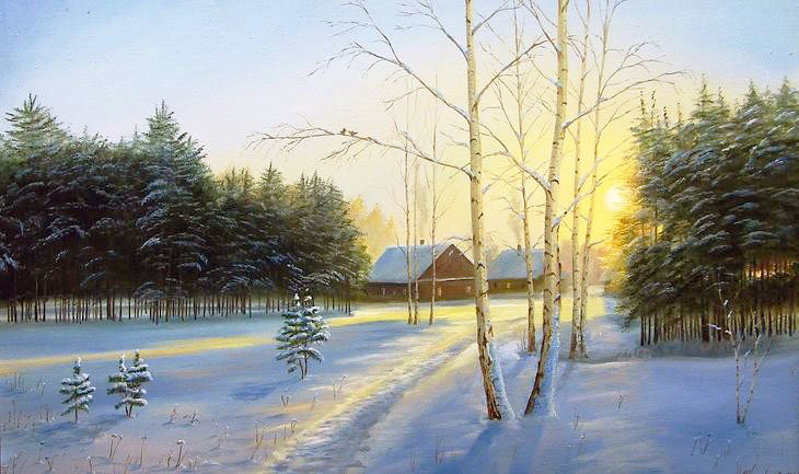 Худ.Куликов В.В. - лес, пейзаж зима, природа, снег - оригинал