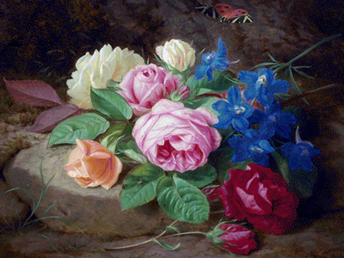 Натюрморт - живопись, букет, цветы, розы, натюрморт - предпросмотр