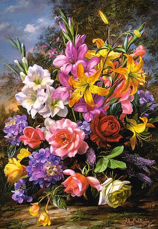 Натюрморт - розы, цветы, букет, лилии, натюрморт, живопись - оригинал
