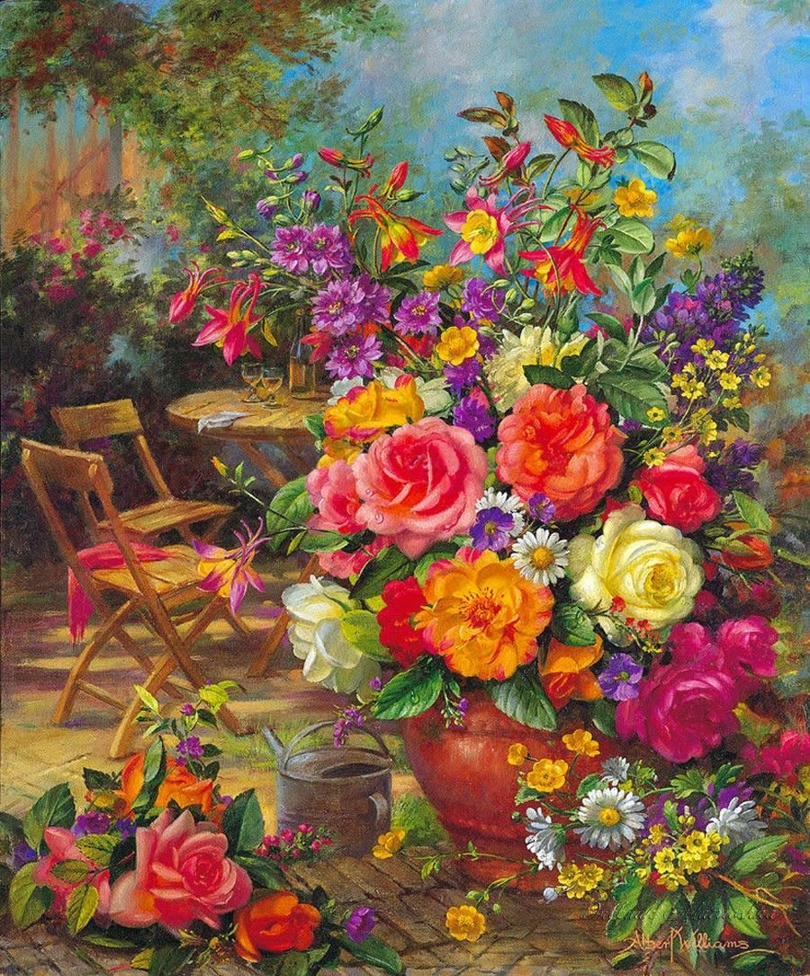 Натюрморт - натюрморт, букет, ваза, живопись, цветы, розы - оригинал